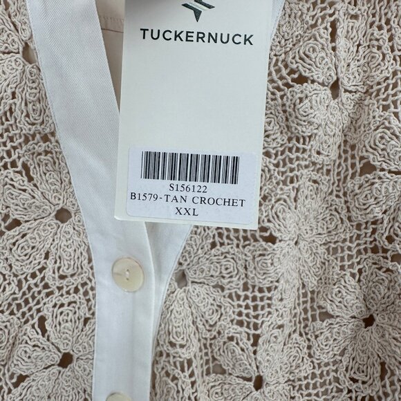 Tuckernuck Tan Crochet Collier Dress sz XXL 2XL Collared Mini A-Line Shift NWT - Picture 4 of 8